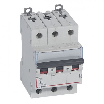 Выключатели автоматические с термомагнитным расцепителем на ток от 0,5 до 63 А трехполюсные LEGRAND серии DX3