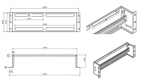 Панели с DIN-рейкой с регулируемой глубиной установки, 19", 3U, 22 места Hyperline серии BPB19-PS-3U - фото 2